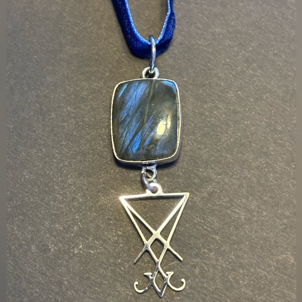 Lucifer Sigil labradorite necklace, supernatural satanic jewelry, Morningstar…